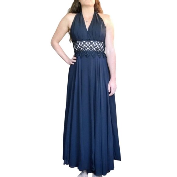 Vtg Cache Dress Womens 6/8 Black Evening Cutout Prom Formal Wedding Whimsigoth - Picture 1 of 16